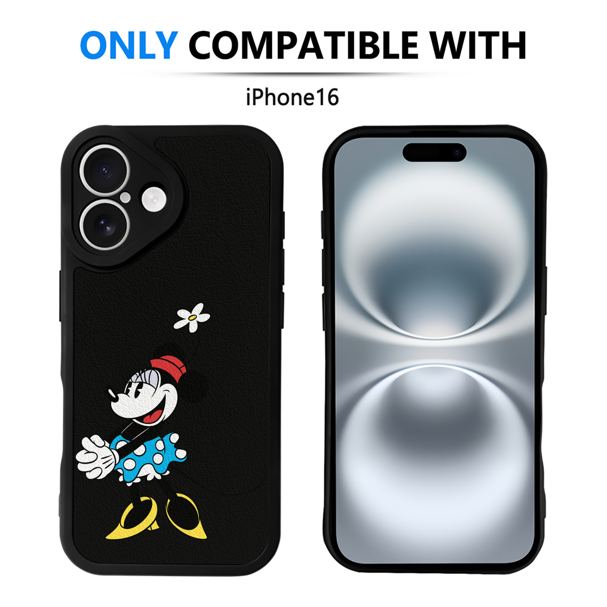 （画像用） ミッキーマウス Mickey Mouse 【iPhone 16シリーズ対応】シリコンスマホケース（レザー調） 材質：シリコン